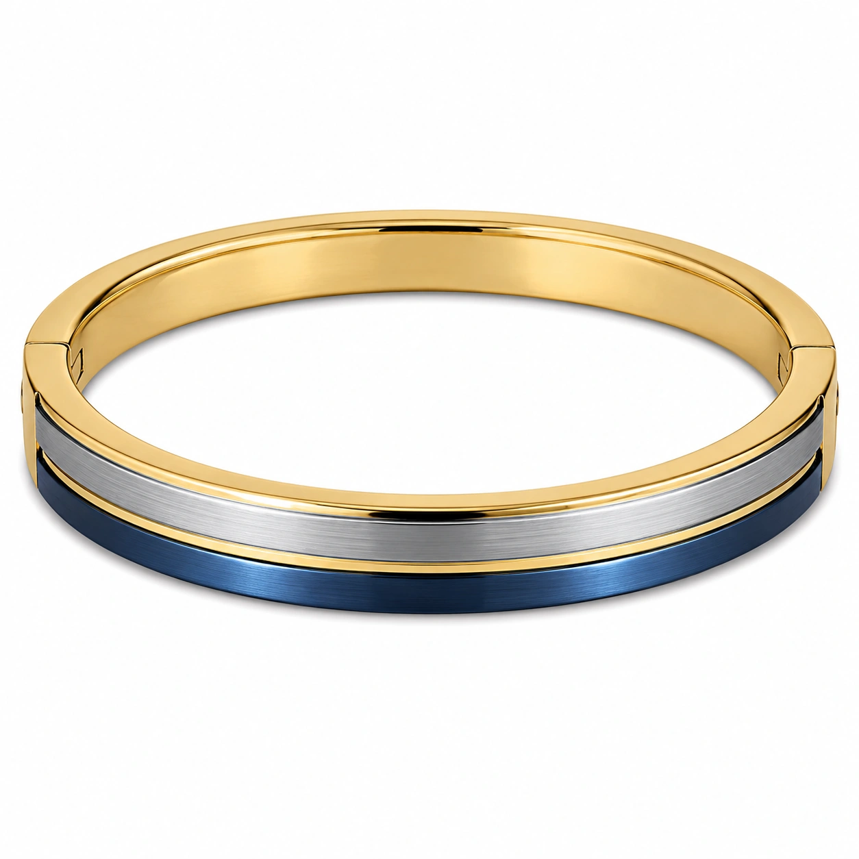 Eleganter Bicolor Armreif Blau Gold Silber, 19cm-decozrina