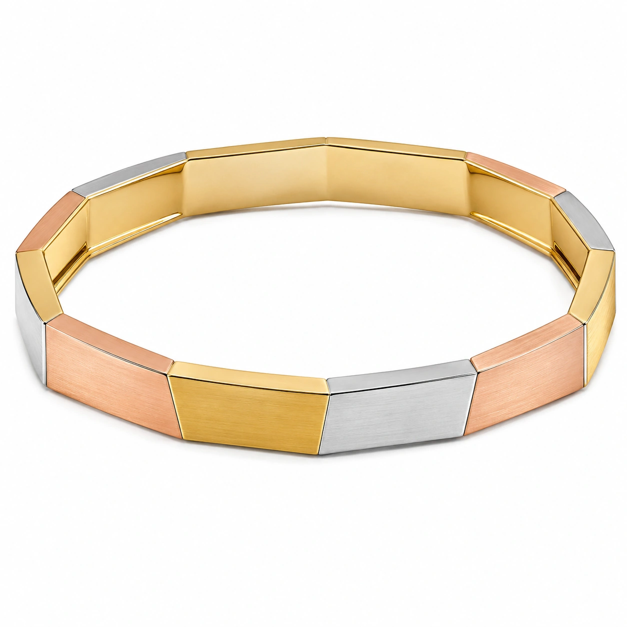 Damen Armreif dreifarbiges geometrisches Design ohne Verschluss 18 cm-decozrina