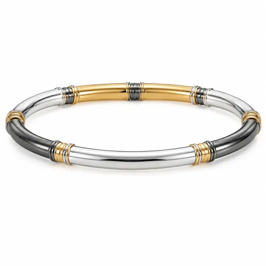 Eleganter Edelstahlarmreif im Silber-Gold-Bicolor-Design-decozrina