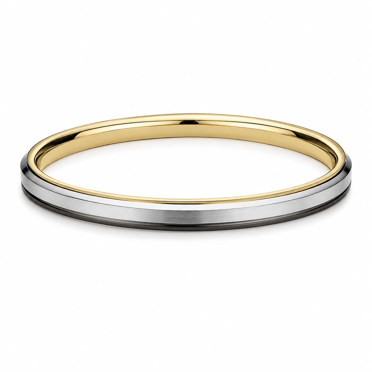Armreif Bicolor, Edelstahl, Gold und Silber, 19 cm-decozrina
