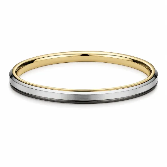 Armreif Bicolor, Edelstahl, Gold und Silber, 19 cm-decozrina