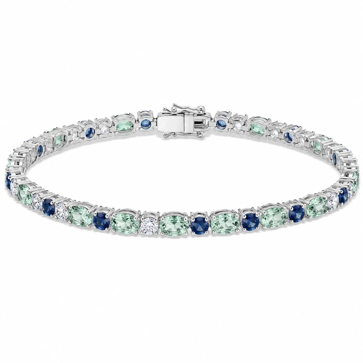 Tennisarmband mit grünen und blauen Zirkonia 18 cm-decozrina