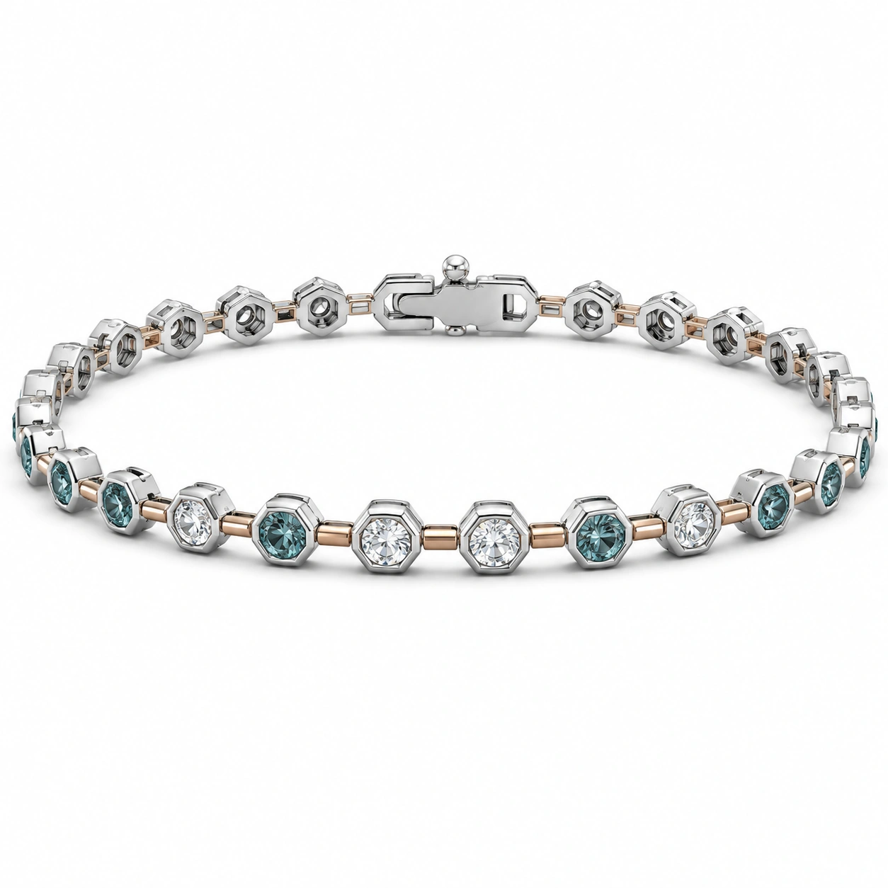 Elegantes Tennisarmband mit Kristallen in Silber und Blau-decozrina