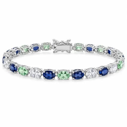 Elegantes Tennisarmband mit blauen, grünen und weißen Steinen-decozrina
