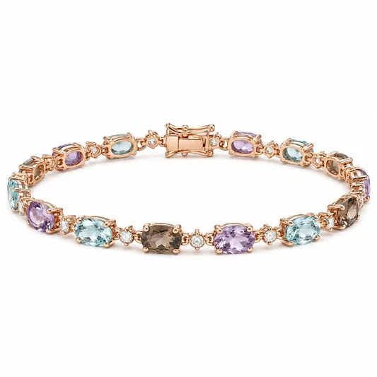 Roségoldenes Tennisarmband mit Mehrfarbigen Edelsteinen-decozrina