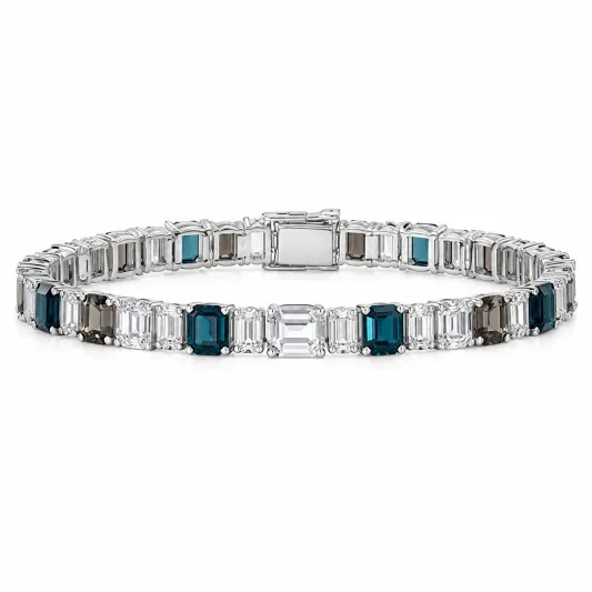 Damen Tennisarmband Silber Rosa/Weiß-yormaviel