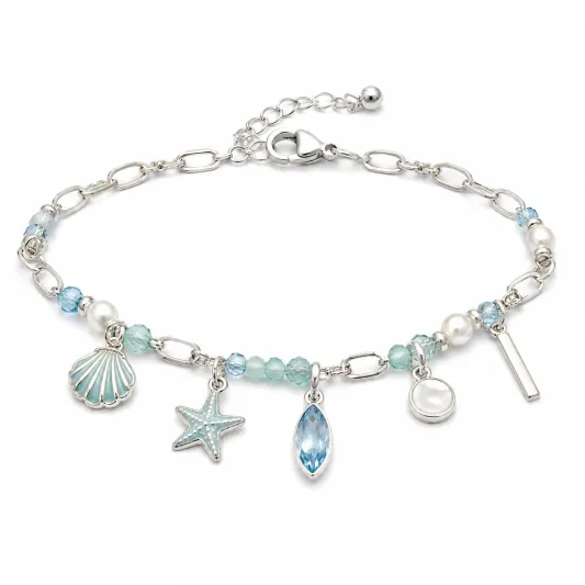 Charm Armband mit maritimen Anhängern in Silber und Blau-irmandrix