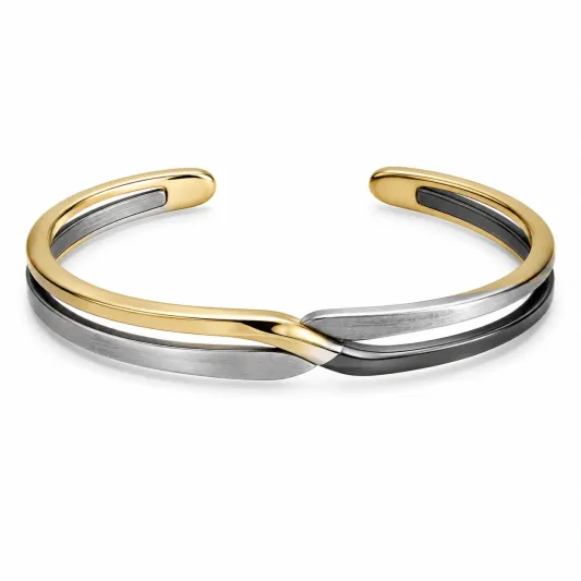 Damen Armreif Offenes Design Zweifarbig Gold Silber-irmandrix