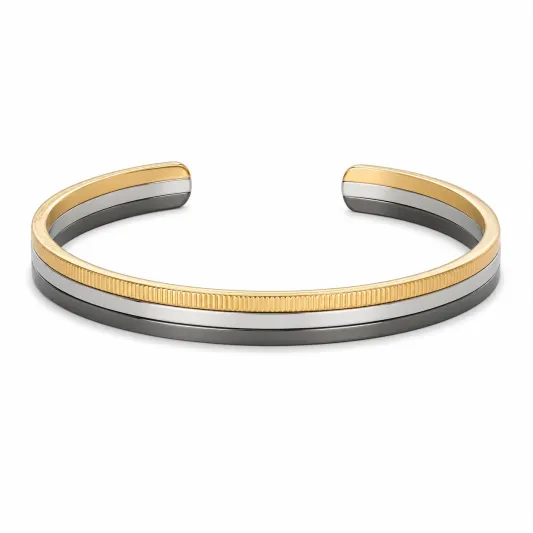 Bicolor Armreif Offenes Design in Gold und Silber-irmandrix