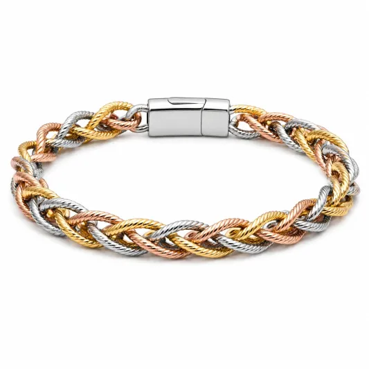 Geflochtenes Armband mit Magnetverschluss in Silber, Gold und Roségold-irmandrix