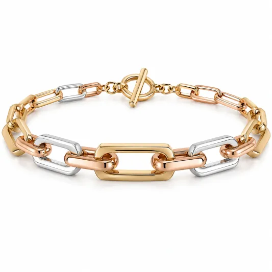 Tricolor Gliederarmband in Gold, Silber und Roségold-irmandrix
