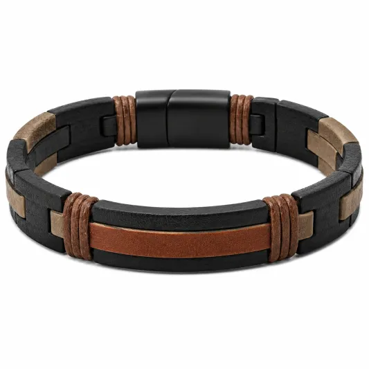Mehrlagiges Vintage Armband mit Magnetverschluss in Braun und Beige-irmandrix
