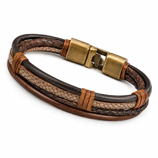 Herrenarmband Braun/Blau mit Magnetverschluss und Geflochtenem Design-irmandrix