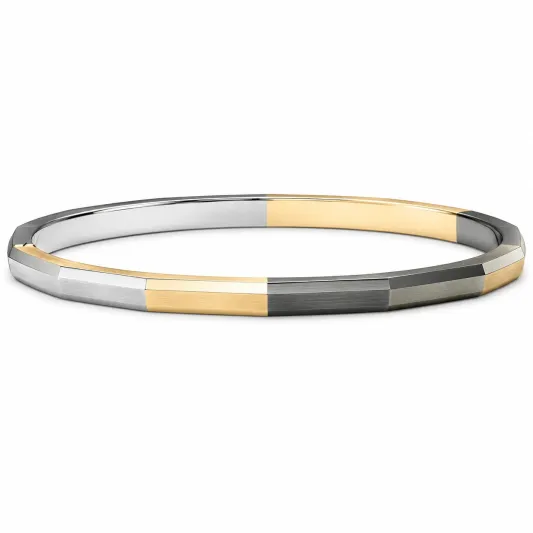 Zweifarbiger Edelstahl-Armreif in Silber und Roségold-irmandrix
