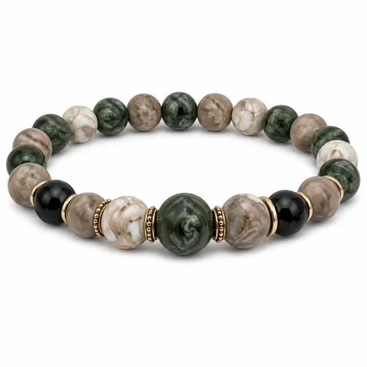 Elastisches Armband mit mehrfarbigen Natursteinperlen-furnivela