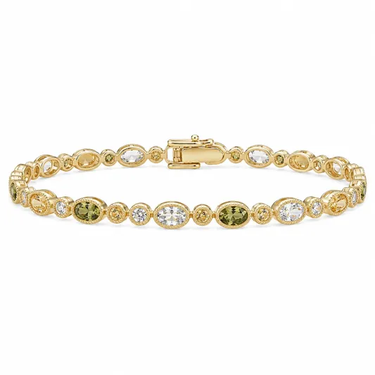 Elegantes Tennisarmband mit Grünen und Klaren Zirkonia-furnivela