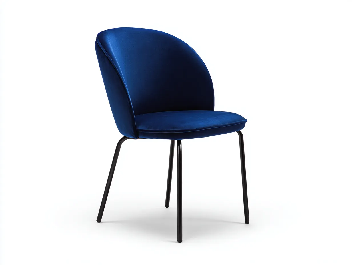 Stuhl aus Samt 84x52x58 cm - dunkelblau und schwarz - gepolstert für Esszimmer-Norovahaven