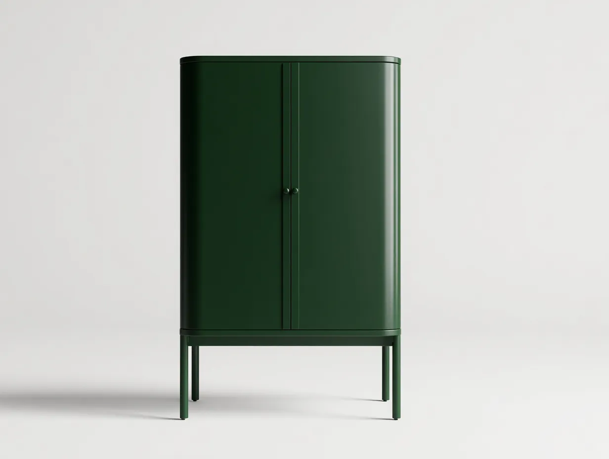 Buffetschrank 88x42x170 cm - dunkelgrün - mit 2 Türen - hoher Metallschrank für das Esszimmer mit abgerundeten Seiten-Norovahaven
