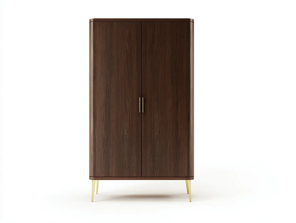 Buffetschrank 90x44x168 cm - dunkle Holzoptik und goldfarbene Metallbeine - mit 2 Türen - für das Esszimmer-Norovahaven
