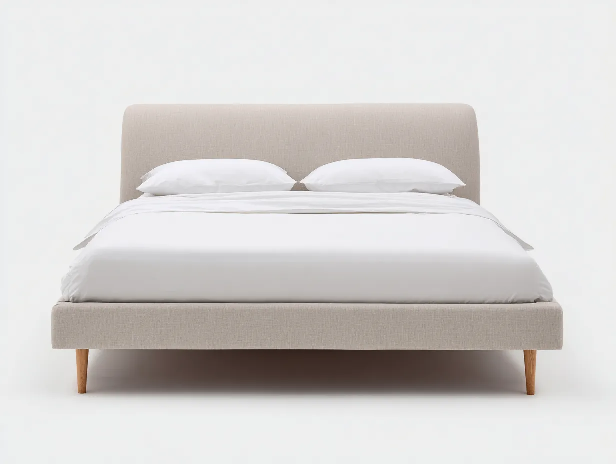 Doppelbett 212x182x104 cm - cremebeige - Polsterrahmen mit gerundetem Kopfteil für Schlafzimmer-Norovahaven