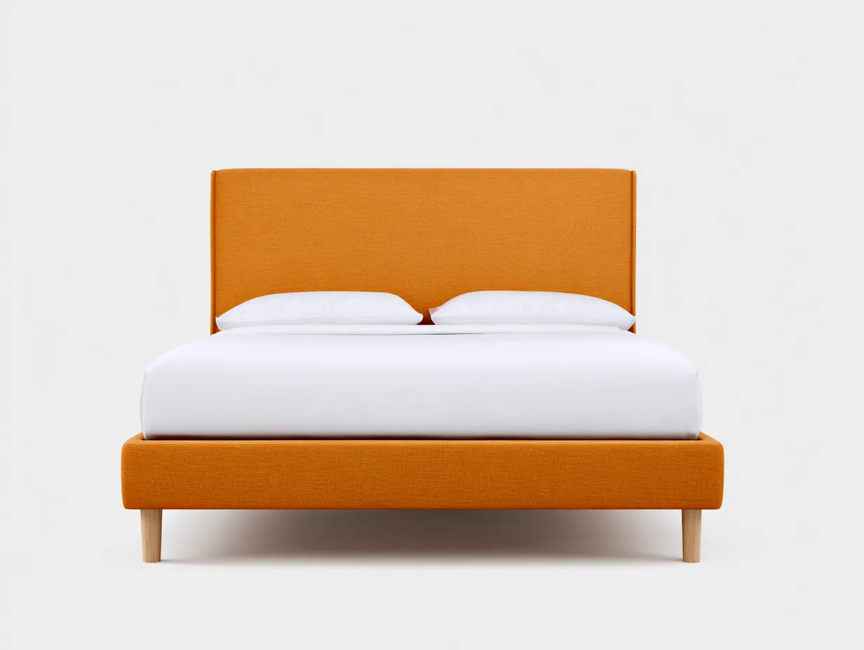 Doppelbett 208x168x102 cm - orange - Stoffpolster mit geradem Kopfteil für Schlafzimmer-Norovahaven