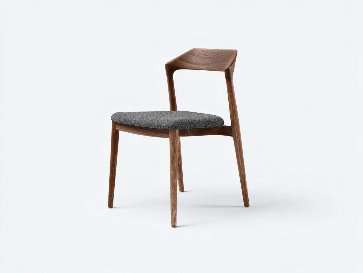 Stuhl aus Walnussholz 81x47x53 cm - walnuss und dunkelgrau - gepolstert für Esszimmer-Norovahaven