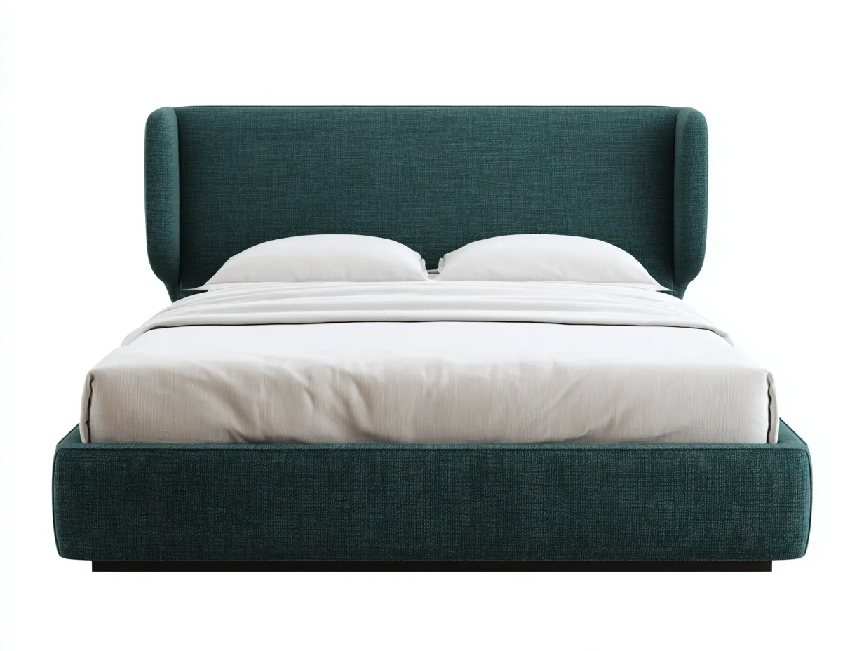 Doppelbett 218x188x112 cm - petrolgrün - Stoffpolster mit gerundetem Kopfteil für Schlafzimmer-Norovahaven