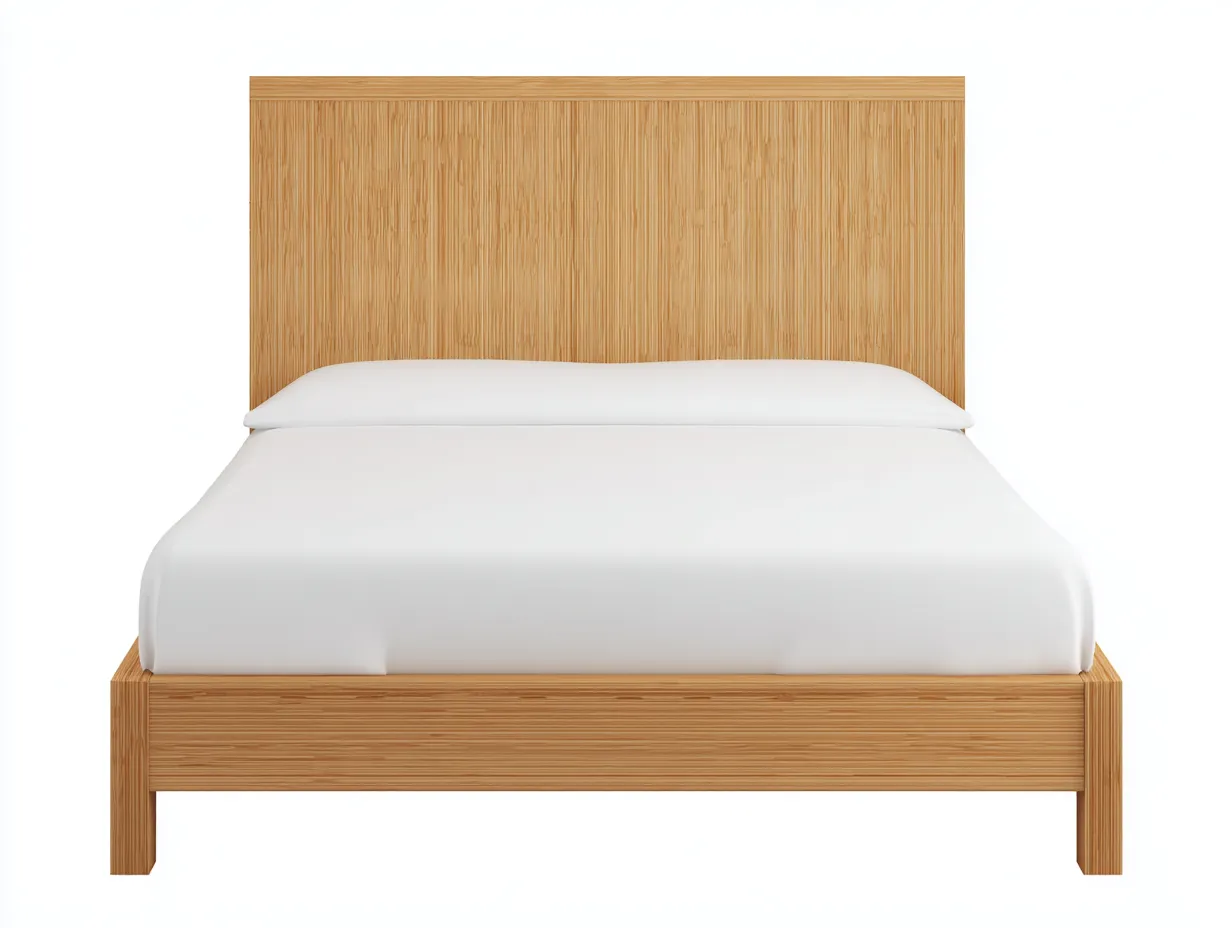 Doppelbett 208x168x98 cm - Grau und Braun - Stoffkopfteil mit Holzrahmen fürs Schlafzimmer-Norovahaven
