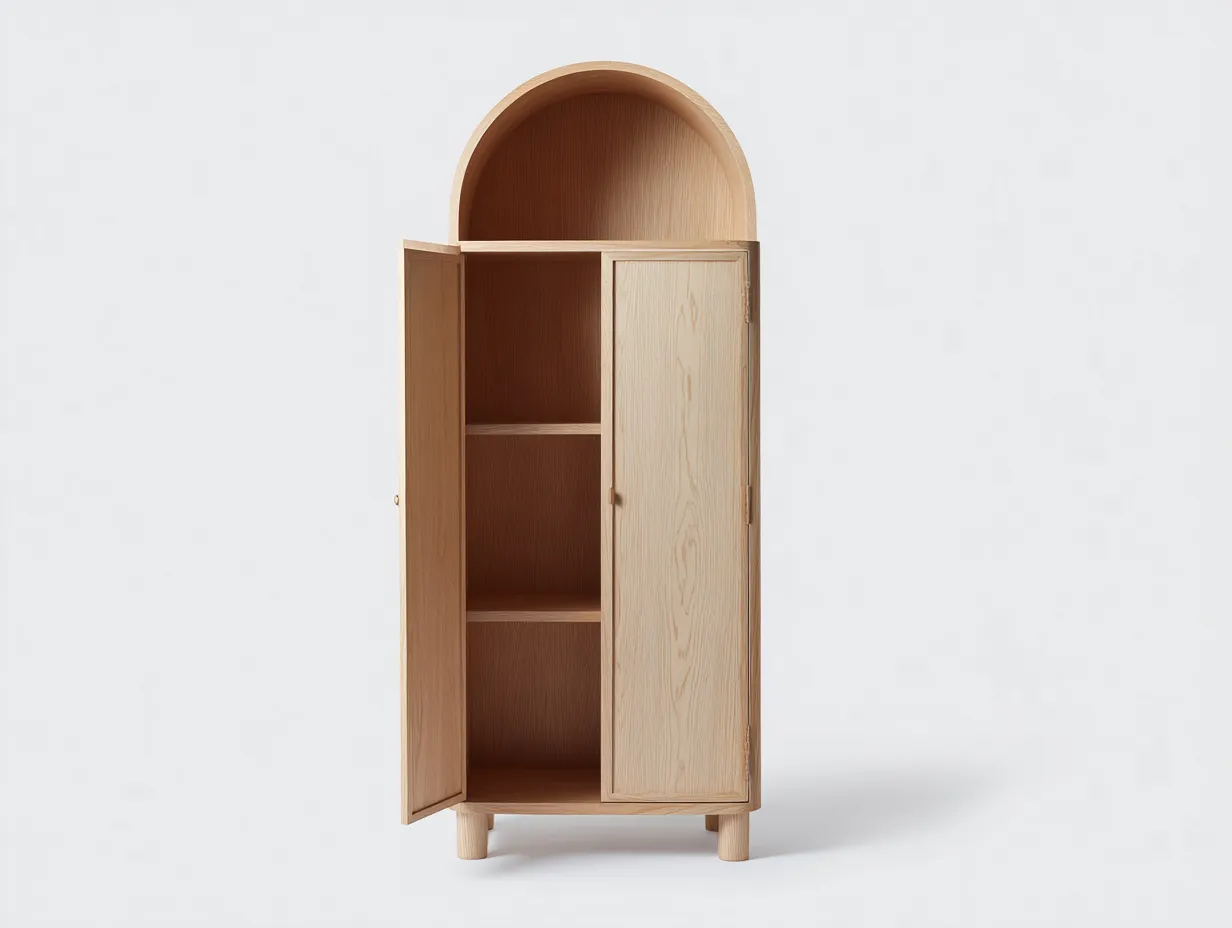 Buffetschrank 72x40x176 cm - eichefarben - mit 2 Türen und Bogenaufsatz - hoher Stauraumschrank für das Esszimmer im natürlichen Stil-Norovahaven
