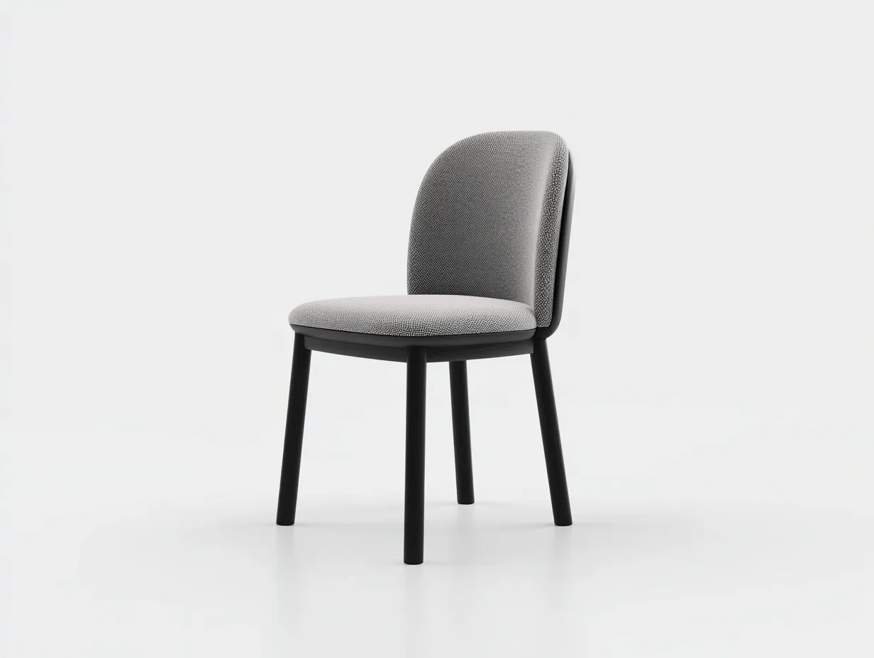 Stuhl aus Stoff 81x46x50 cm - hellgrau und schwarz - gepolstert für Esszimmer-Norovahaven