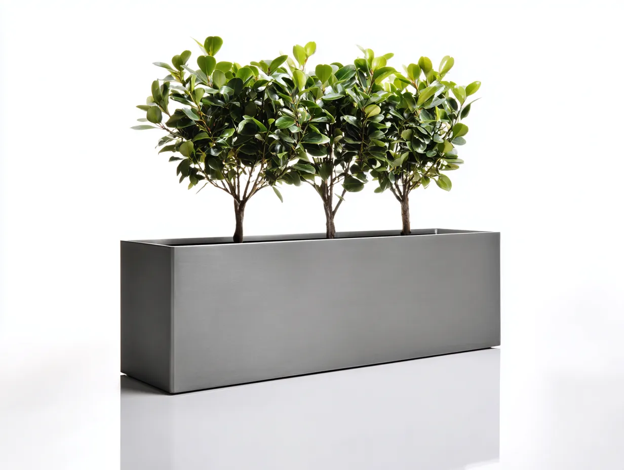 Blumentopf 120x36x40 cm - Edelstahlgrau - rechteckiger Outdoor-Pflanzkübel mit gebürsteter Optik-Norovahaven