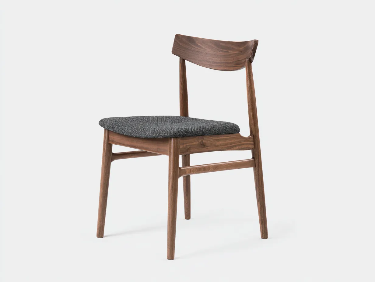 Stuhl aus Walnussholz 82x47x54 cm - walnuss und dunkelgrau - gepolstert für Esszimmer-Norovahaven
