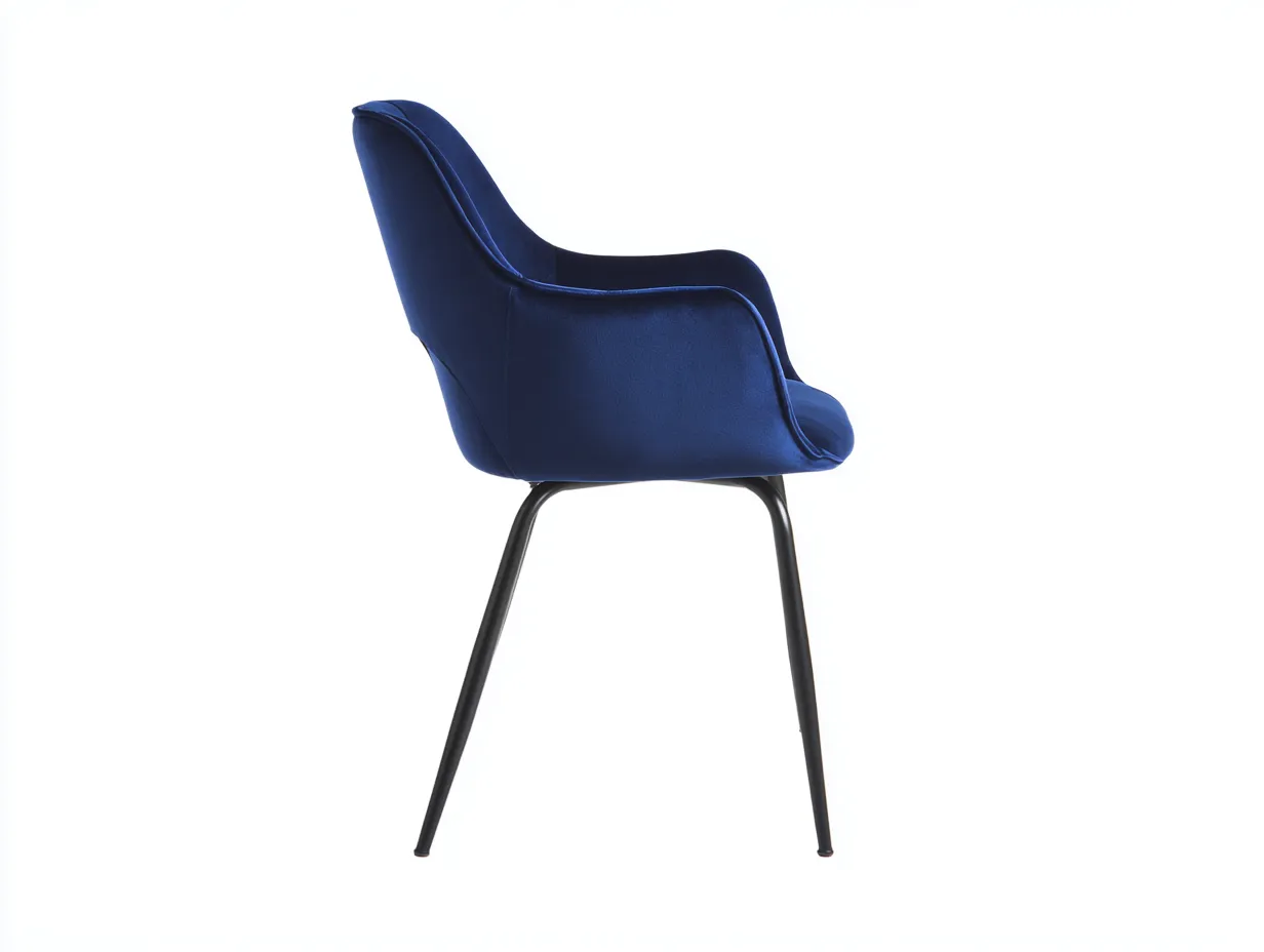 Stuhl aus Samt 87x58x60 cm - dunkelblau und schwarz - mit Armlehnen für Esszimmer-Norovahaven