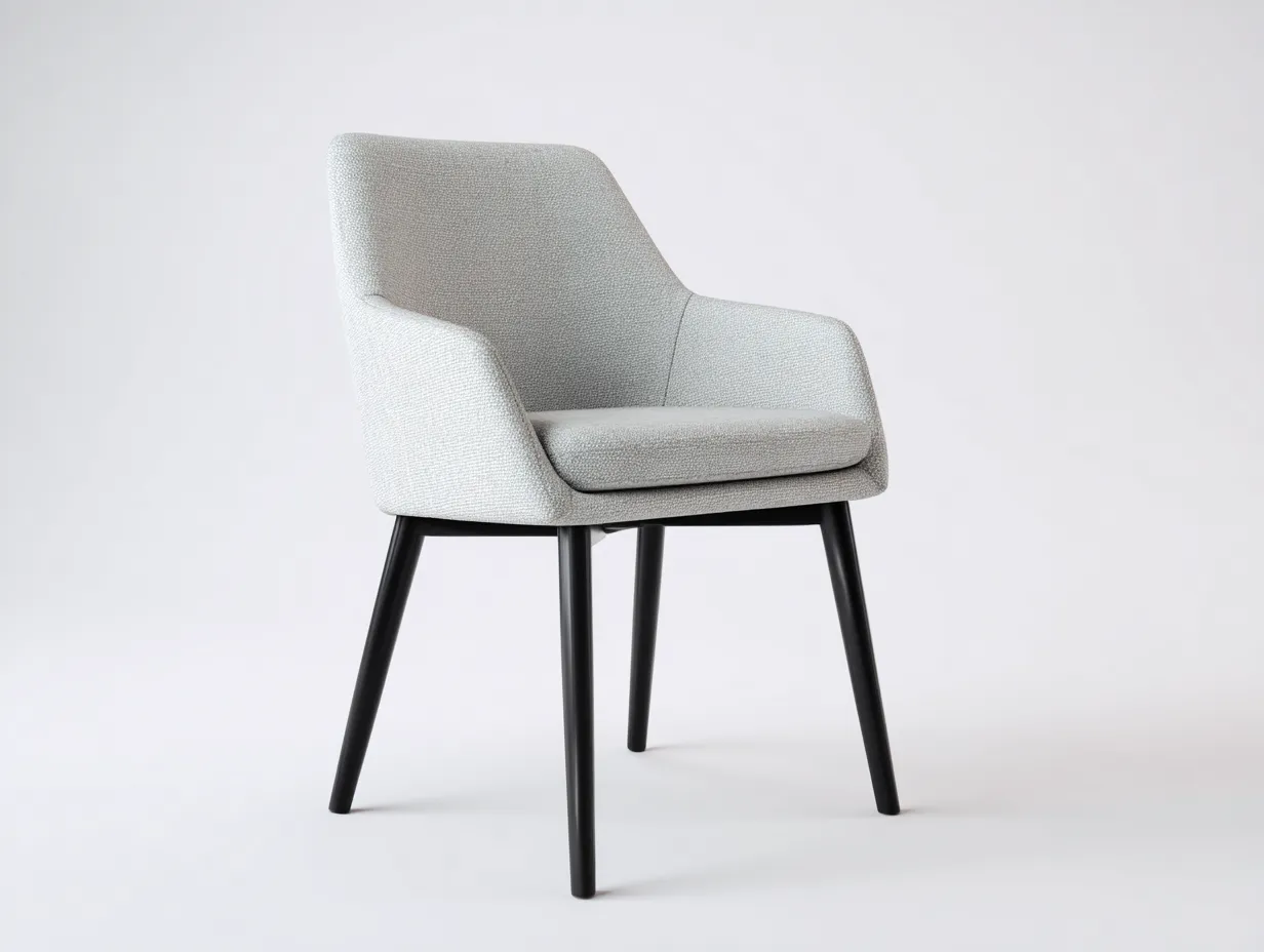 Stuhl aus Stoff 85x58x59 cm - creme und schwarz - gepolstert mit Armlehnen für Esszimmer-Norovahaven