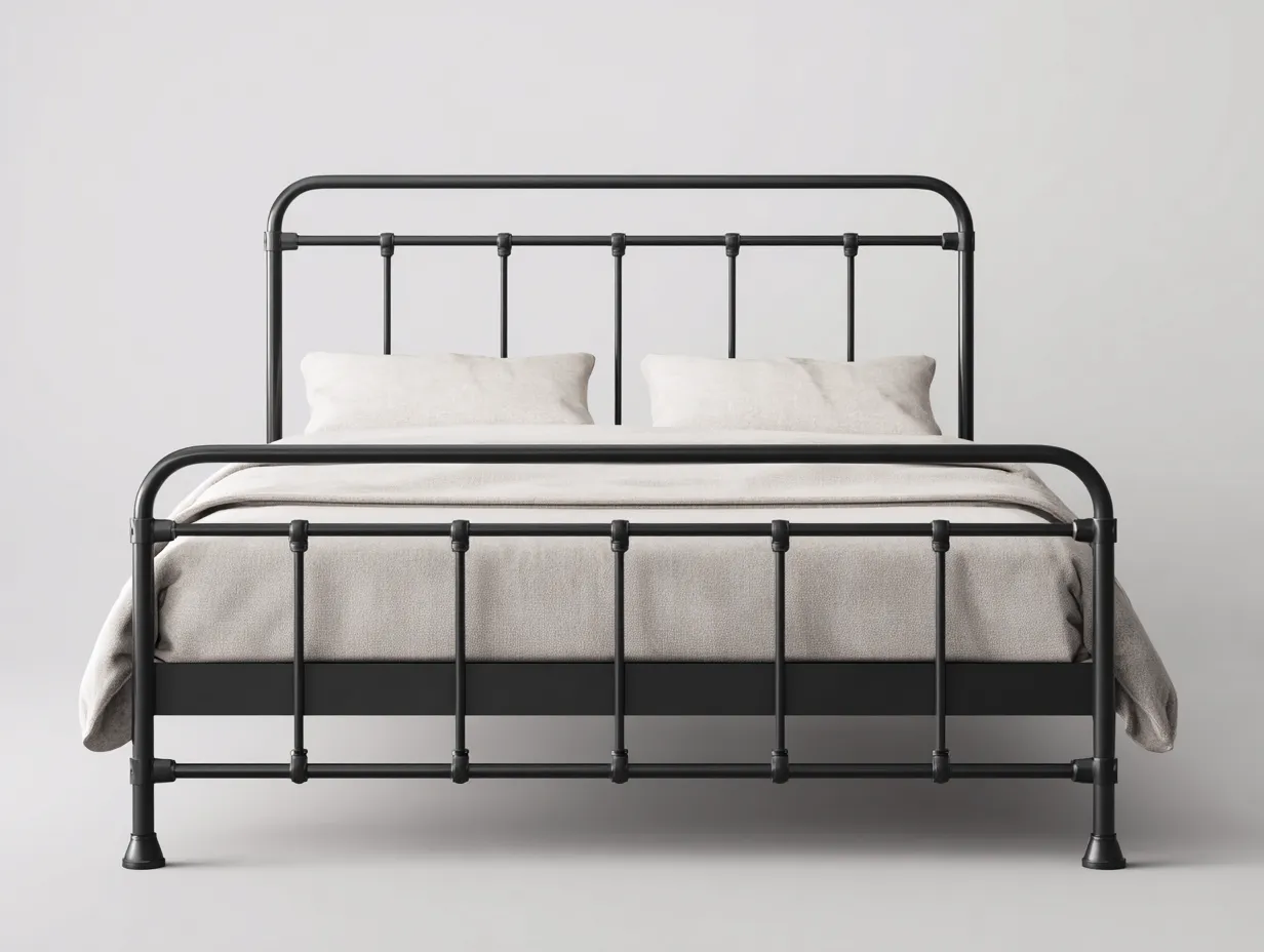 Doppelbett 210x165x115 cm - Schwarz - Metallrahmen im klassischen Stil fürs Schlafzimmer-Norovahaven