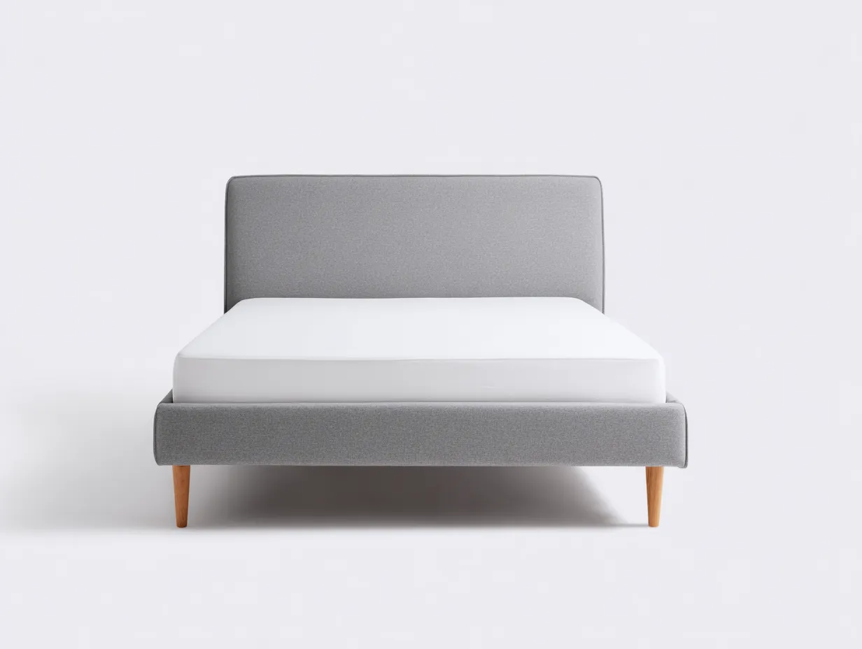 Doppelbett 205x165x98 cm - hellgrau - Stoffbezug mit Holzfüßen für Schlafzimmer-Norovahaven