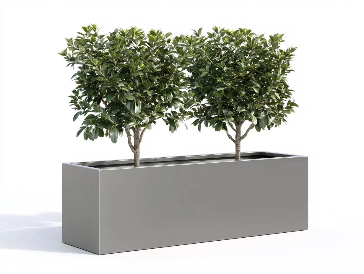 Blumentopf 130x38x44 cm - Aluminiumgrau - rechteckiger Outdoor-Pflanzkübel mit klarer Kante-Norovahaven