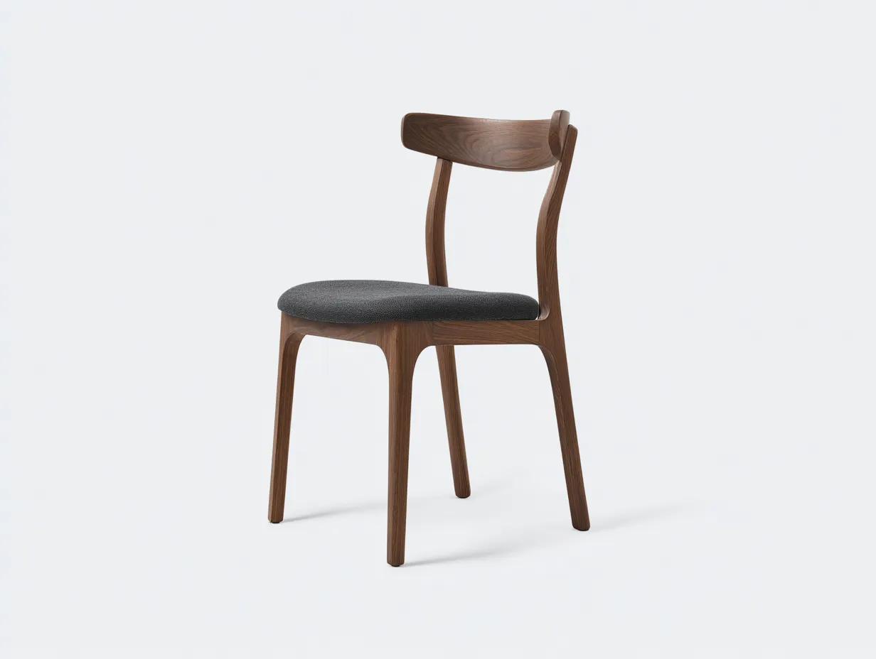 Stuhl aus Walnussholz 83x46x54 cm - walnuss und dunkelgrau - mit gepolstertem Sitz für Esszimmer-Norovahaven