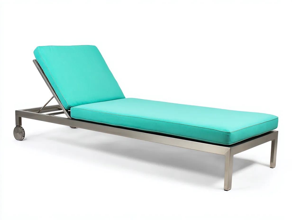 Liegestuhl Aluminium mit Rollen und türkisfarbener Auflage 200 x 68 x 34 cm - silber und türkis - für Garten und Poolbereich-Rirayliving