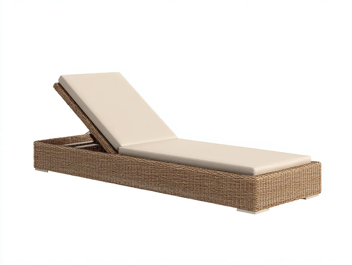 Liegestuhl Polyrattan mit verstellbarer Rückenlehne 198 x 68 x 32 cm - natur und beige - für den Außenbereich im modernen Stil-Rirayliving