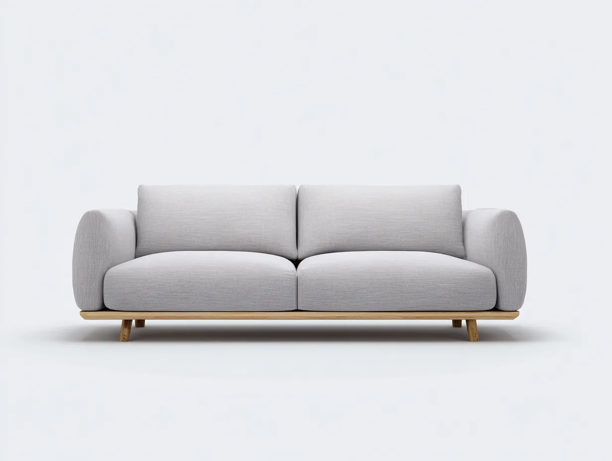 Zweisitzer Stoffbezug Hellgrau mit Holzgestell für Wohnzimmer - skandinavischer Stil - 176 x 90 x 79 cm-Rirayliving