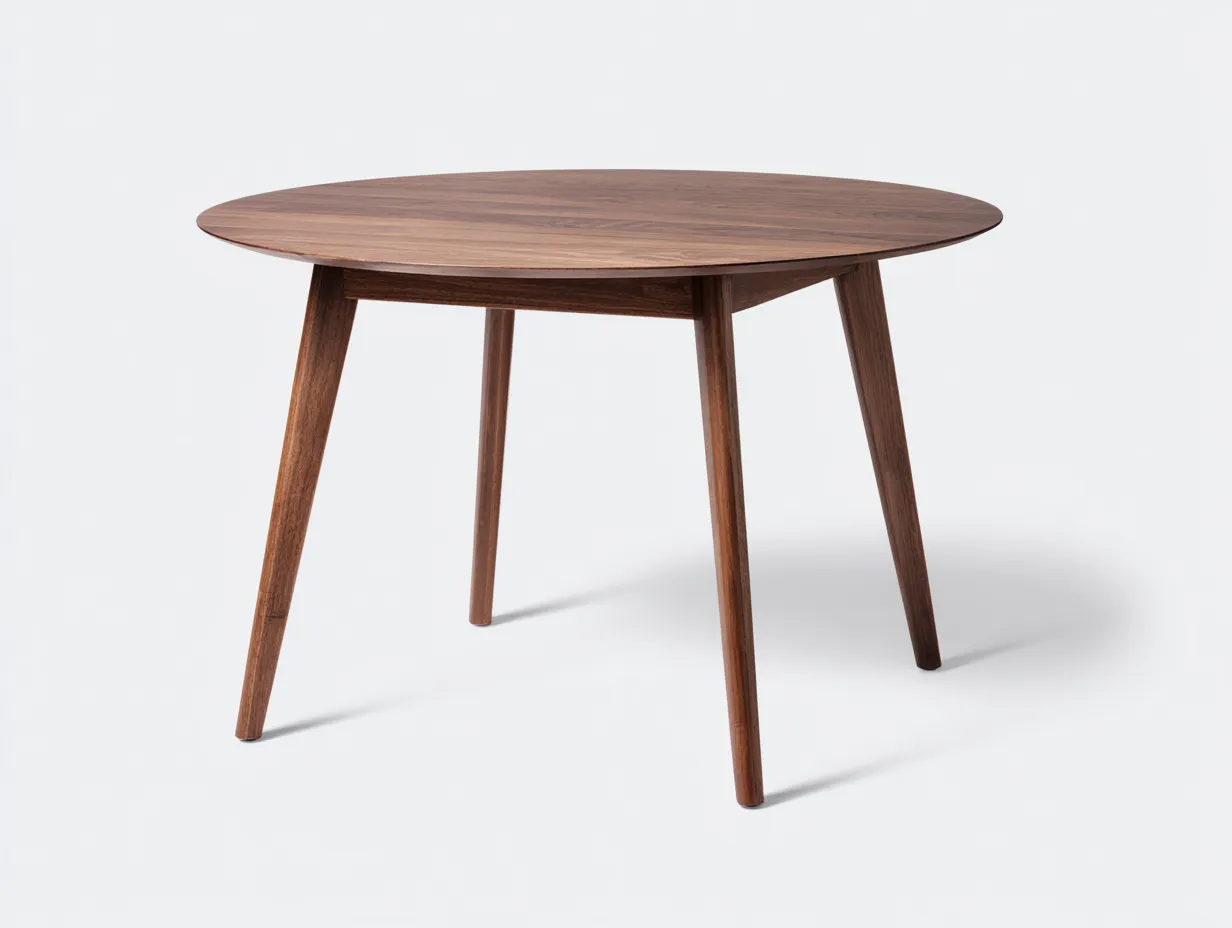 Esstisch 118x118x75 cm - Walnussholz dunkelbraun - rund - kompakter Stil für das Esszimmer-Rirayliving