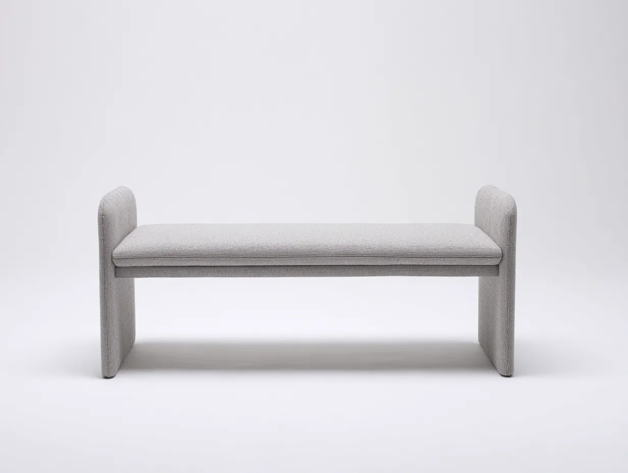 Bank 160x45x58 cm - hellgrauer Strukturstoff mit Seitenwangen - moderne Schlafzimmerbank-Rirayliving