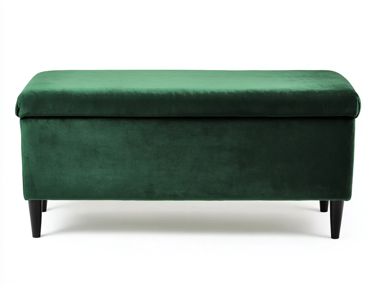 Bank 155x46x48 cm - smaragdgrüner Samt mit Stauraum - gepolsterte Schlafzimmerbank-Rirayliving