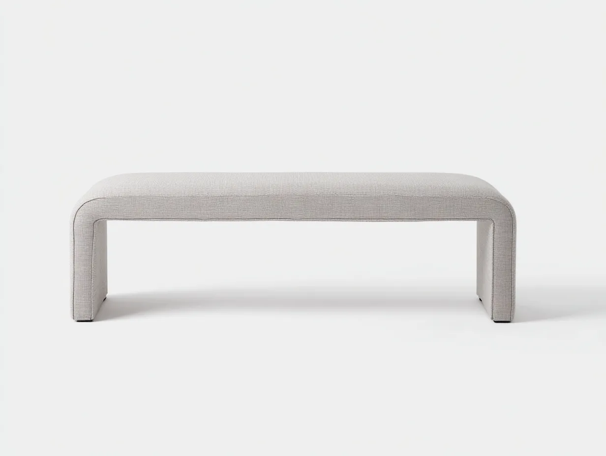 Bank 165x45x46 cm - hellgrauer Leinenstoff mit U Form - minimalistische Schlafzimmerbank-Rirayliving