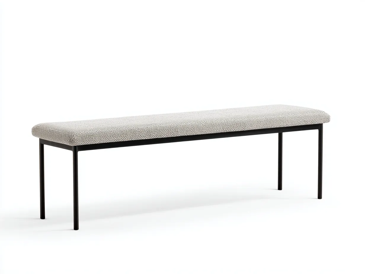 Bank 185x45x48 cm - cremefarbener Fischgrätbezug mit schwarzem Gestell - elegante Schlafzimmerbank-Rirayliving
