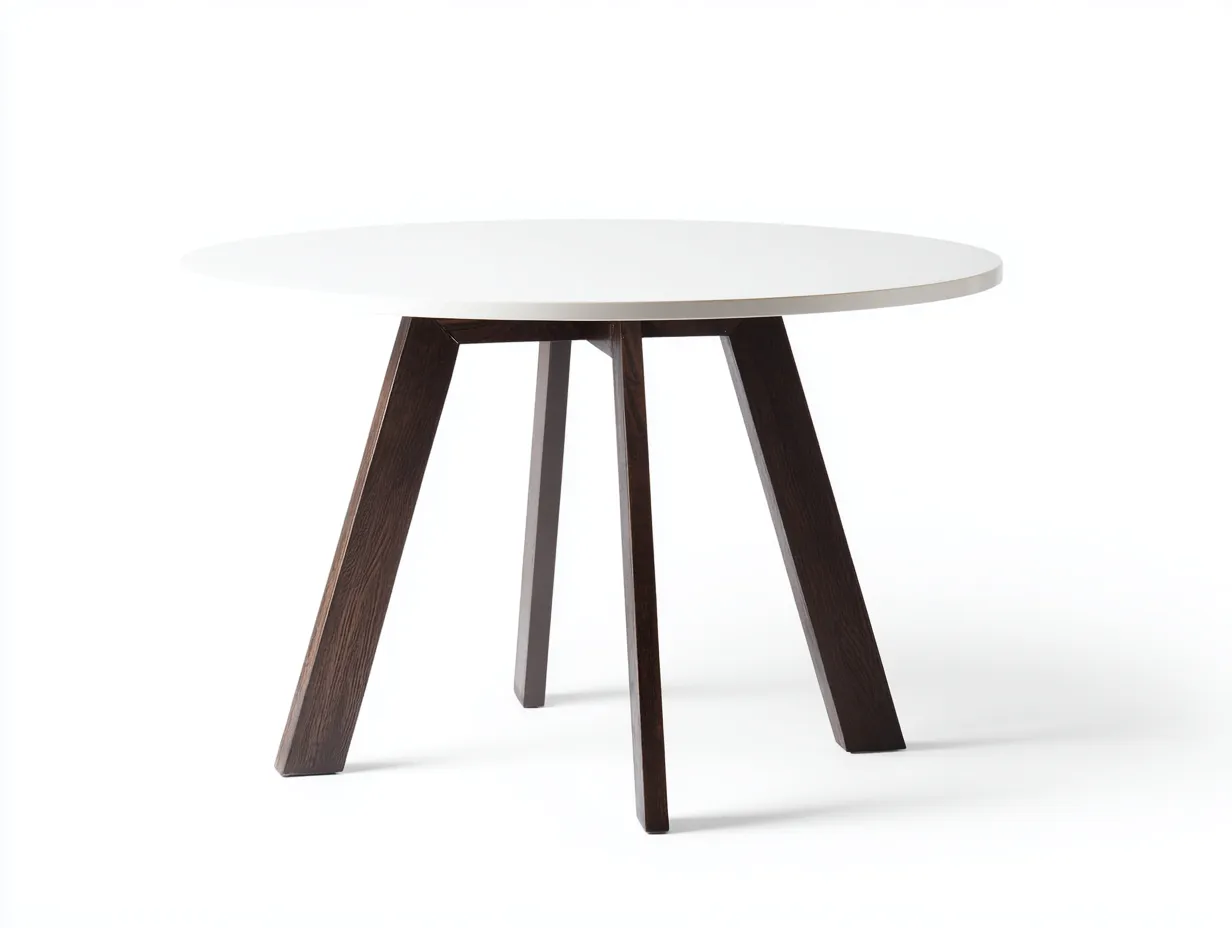 Esstisch 100x100x75 cm - weiße Tischplatte und dunkelbraune Holzbeine - moderner Rundtisch für das Esszimmer-Rirayliving