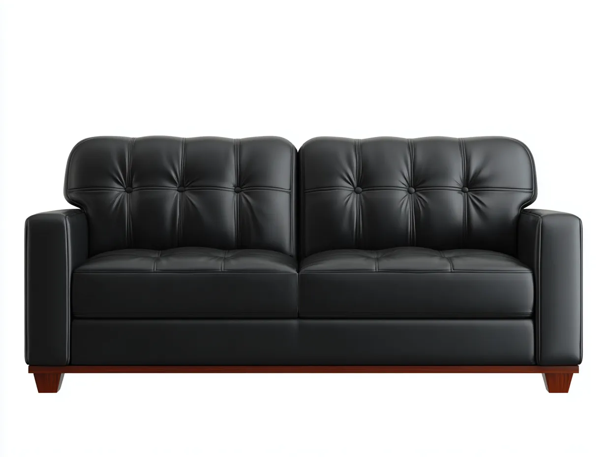 Zweisitzer Kunstledersofa in Schwarz mit Zierheftung 178 x 89 x 84 cm - für das Wohnzimmer im klassischen Stil-Rirayliving