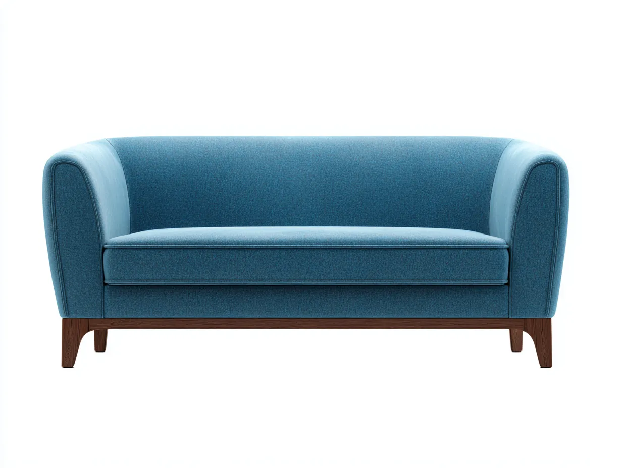 Zweisitzer Stoffsofa Blau mit dunklem Holzgestell für Wohnzimmer - elegante klare Form - 171 x 87 x 77 cm-Rirayliving