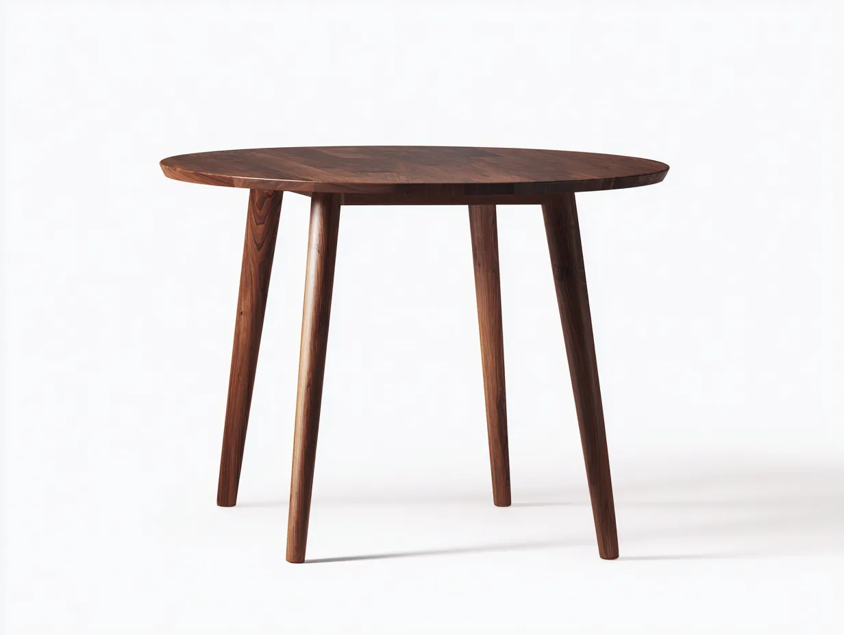 Esstisch 110x110x75 cm - Walnussholz braun - rund - Mid Century Stil für das Esszimmer-Rirayliving